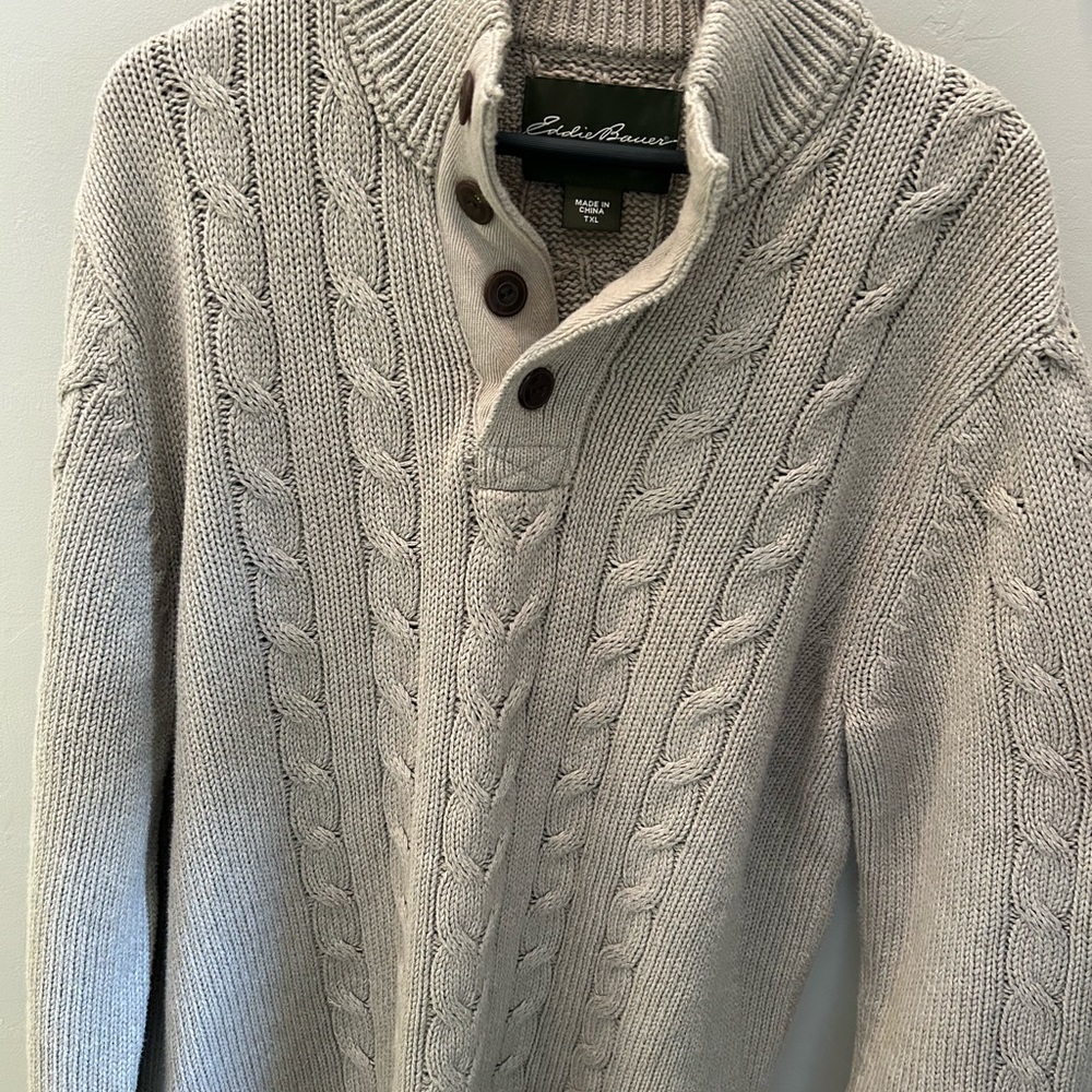 Eddie Bauer cable knit pullover sweater - men’s TXL - 100% cotton